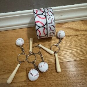 Baseball Keychains and Ribbon Set